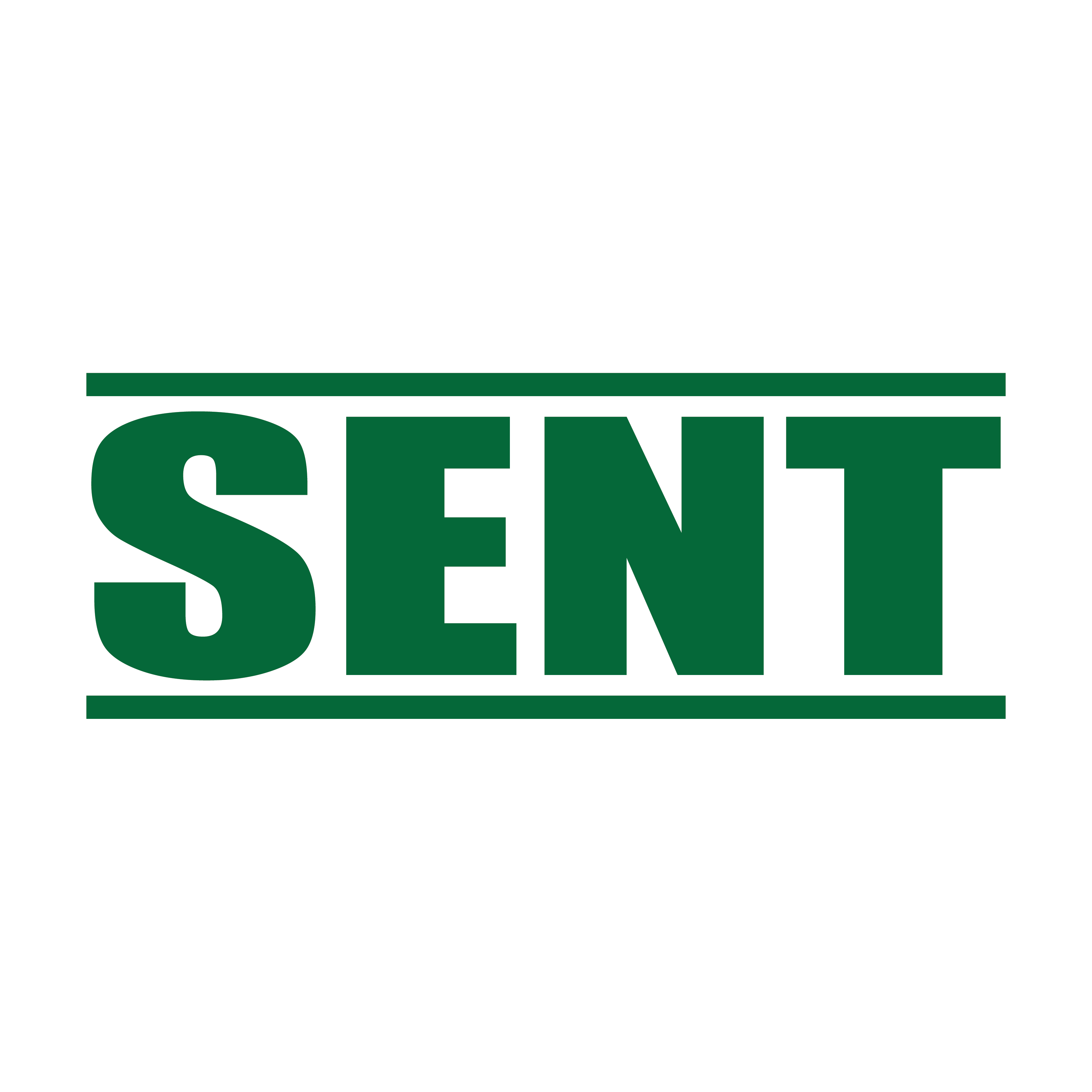 A green self inking rubber stamp with the word 'Sent' printed in bold capital letters in green ink. stampers hand stamp office business inventory documents self inking prefill refillable stamps stamping
