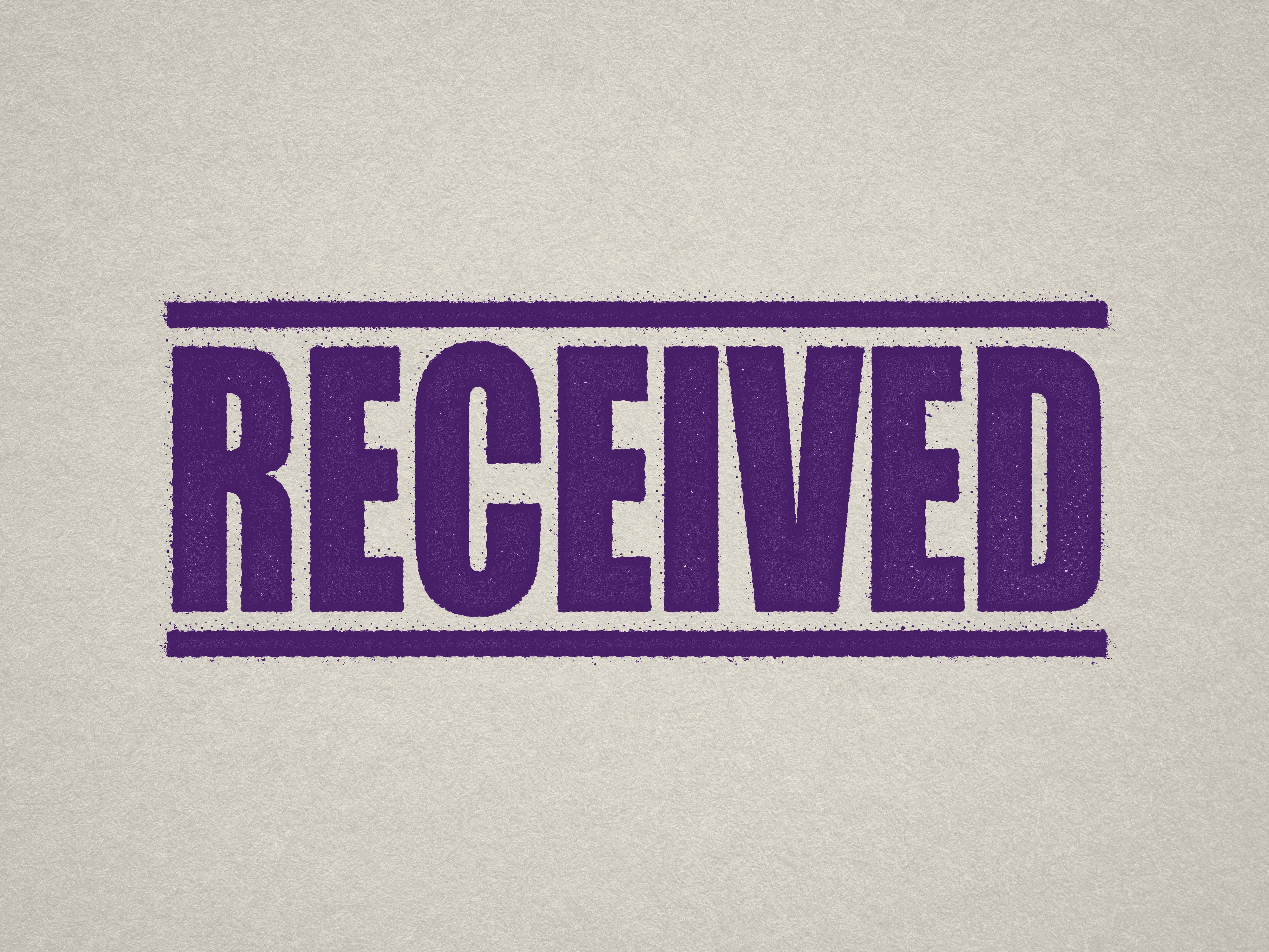 mock up design of 'Received " rubber stamp violet ink in paper background stampers hand stamp office business inventory documents self inking prefill refillable stamps stamping violet