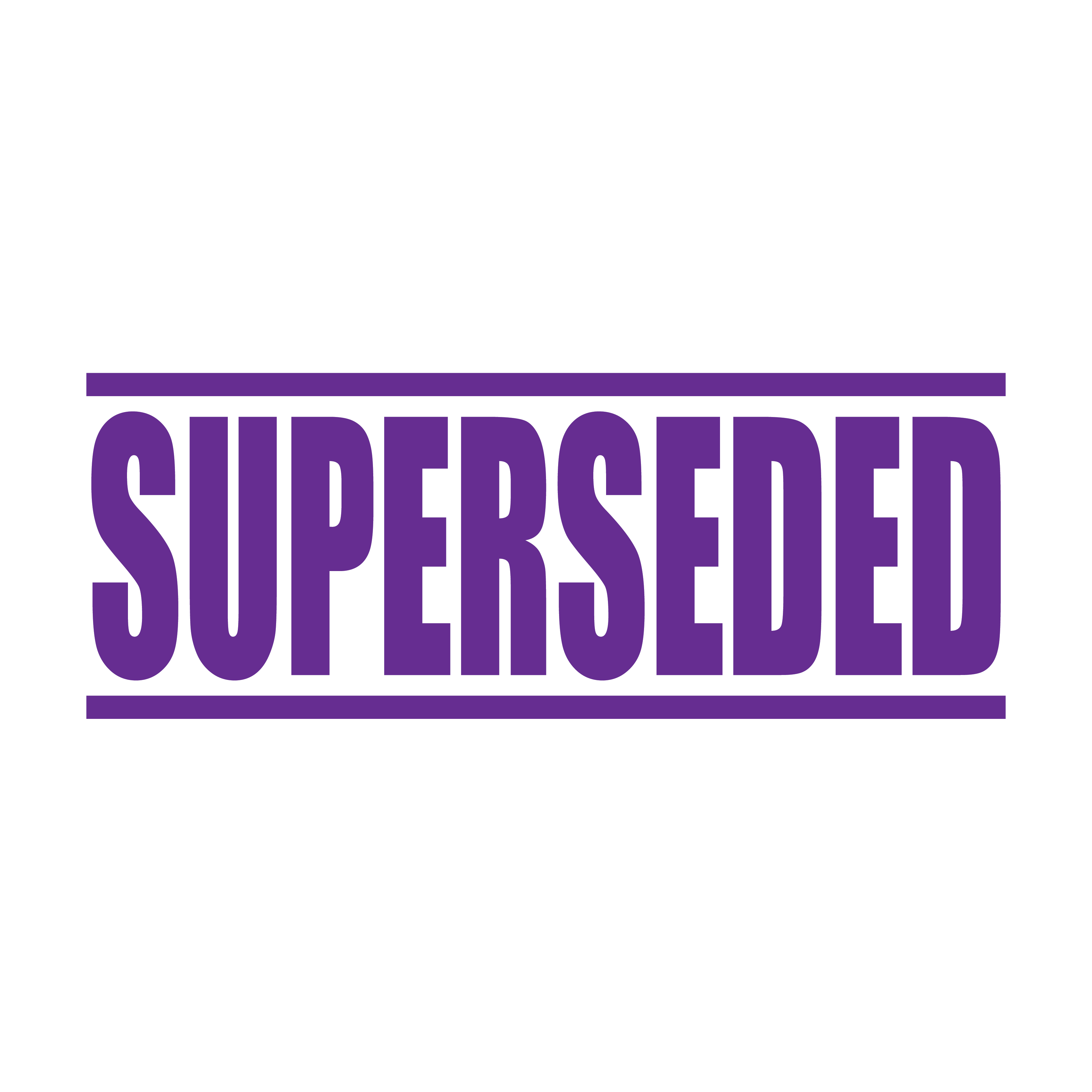 Violet SUPERSEDED rubber stamp