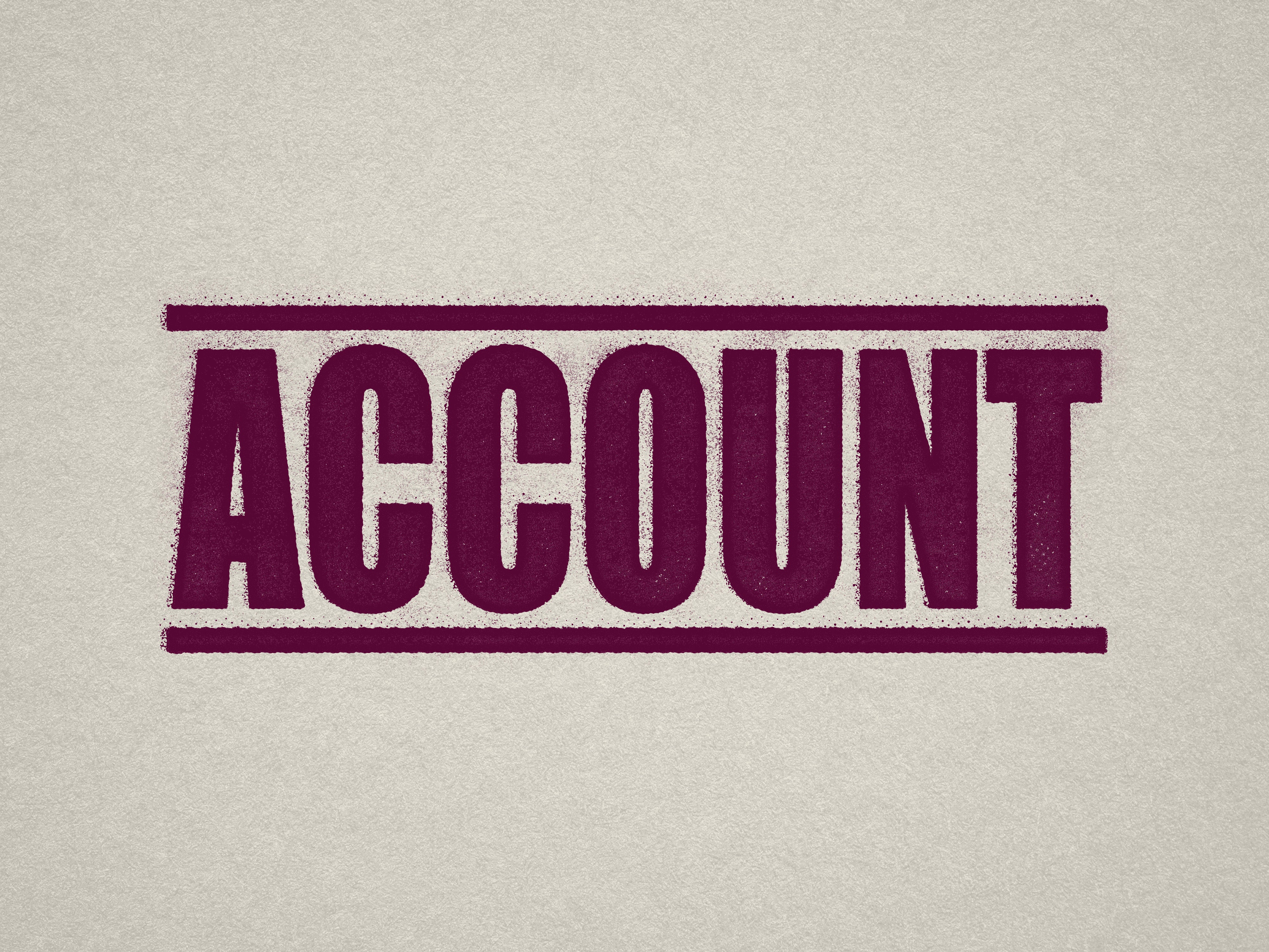 mock up design of 'Account' rubber stamp maroon ink in paper background stampers hand stamp office business inventory documents self inking prefill refillable stamps stamping