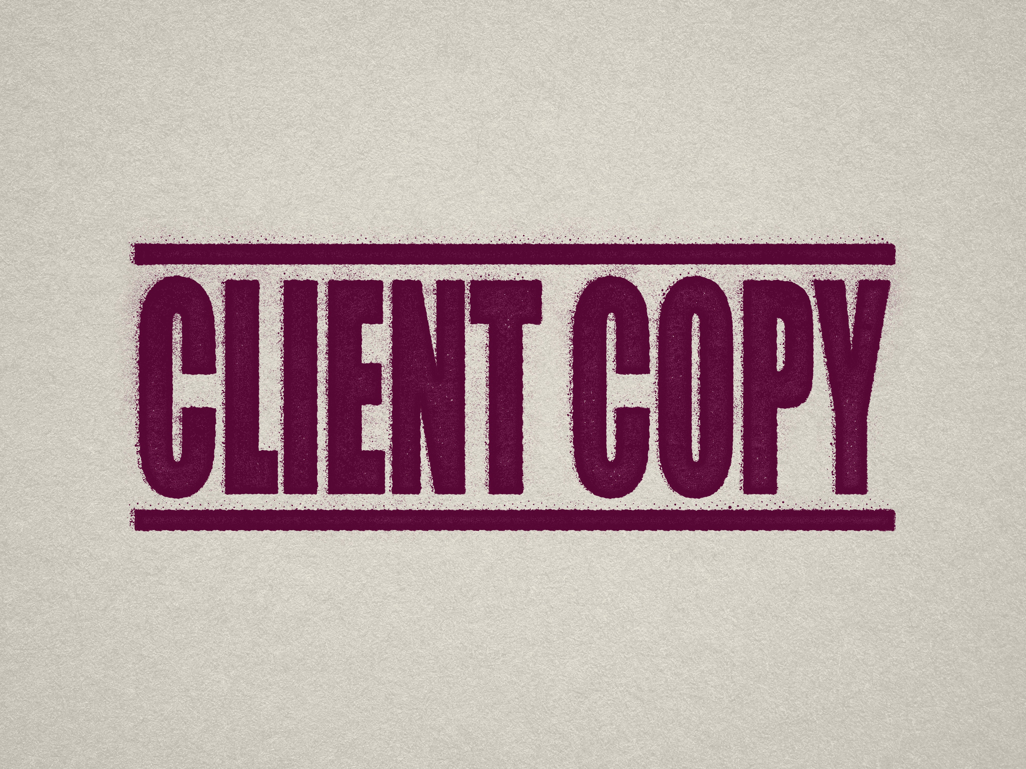 Mock up design or lifestyle image of 'CLIENT COPY' rubber stamp maroon ink in paper background stampers hand stamp office business inventory documents self inking prefill refillable stamps stamping