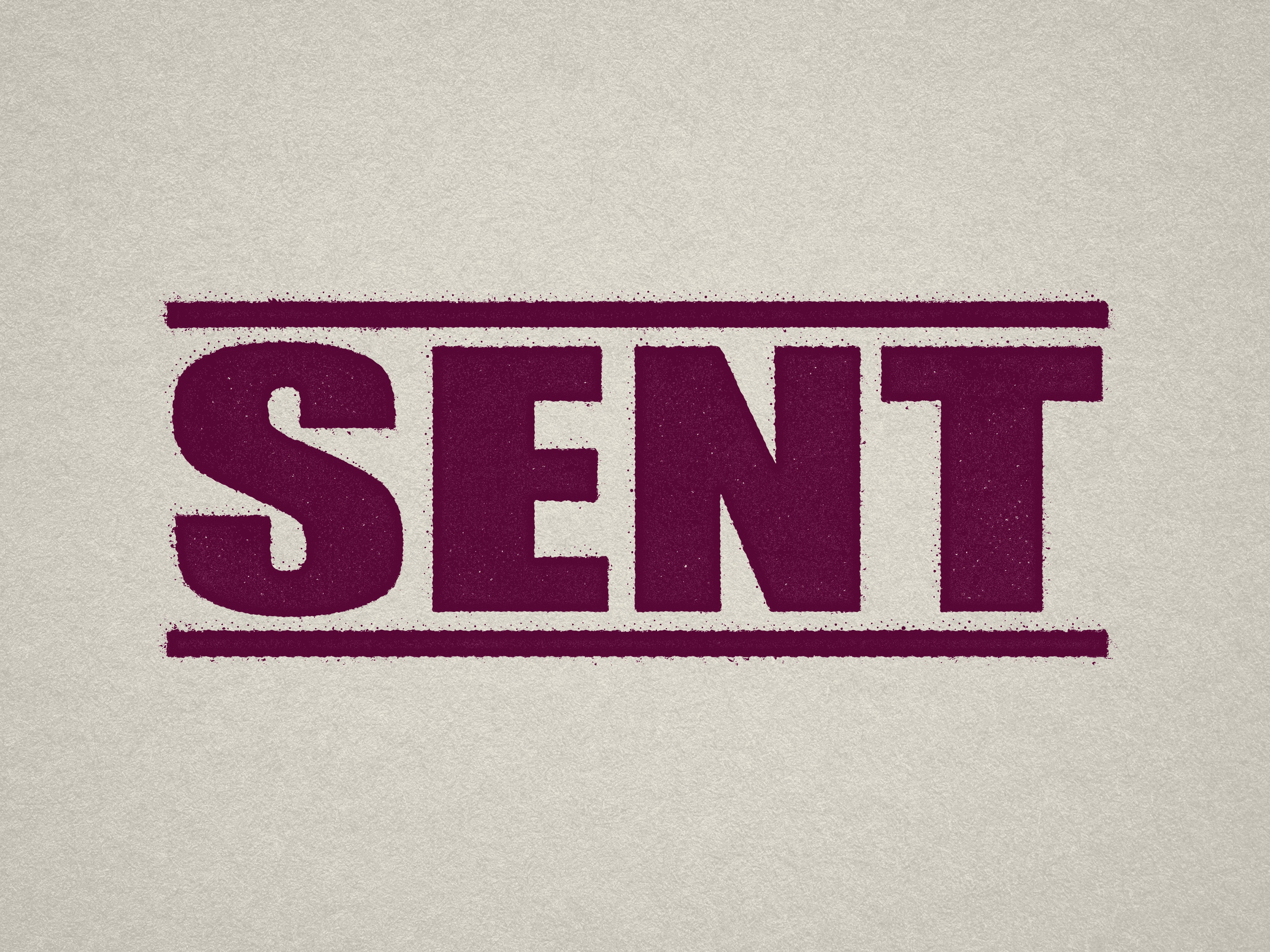 mock up design of 'Sent' rubber stamp maroon ink in paper background stampers hand stamp office business inventory documents self inking prefill refillable stamps stamping