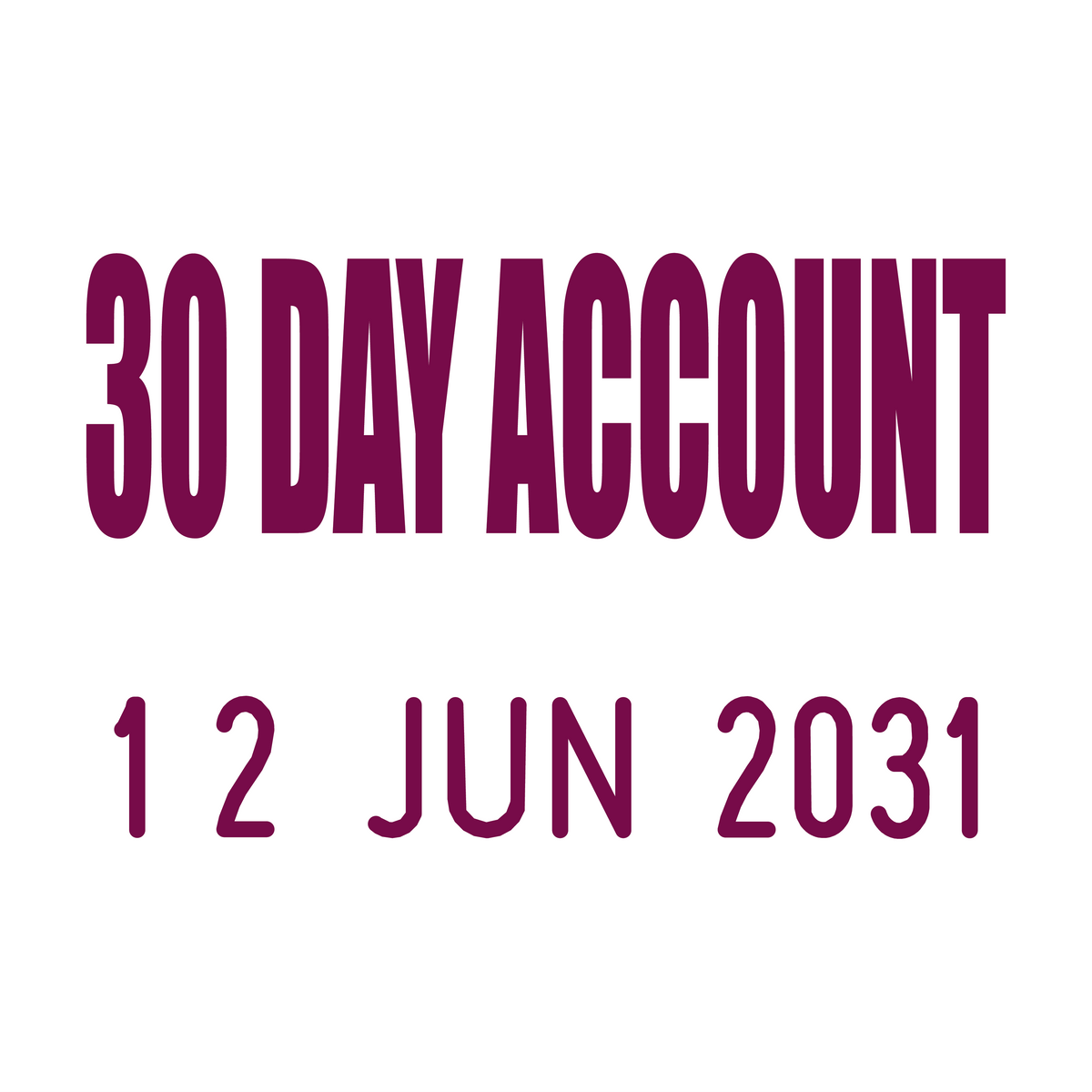 30 Day Account MiniDate Stamp Stamp Lab