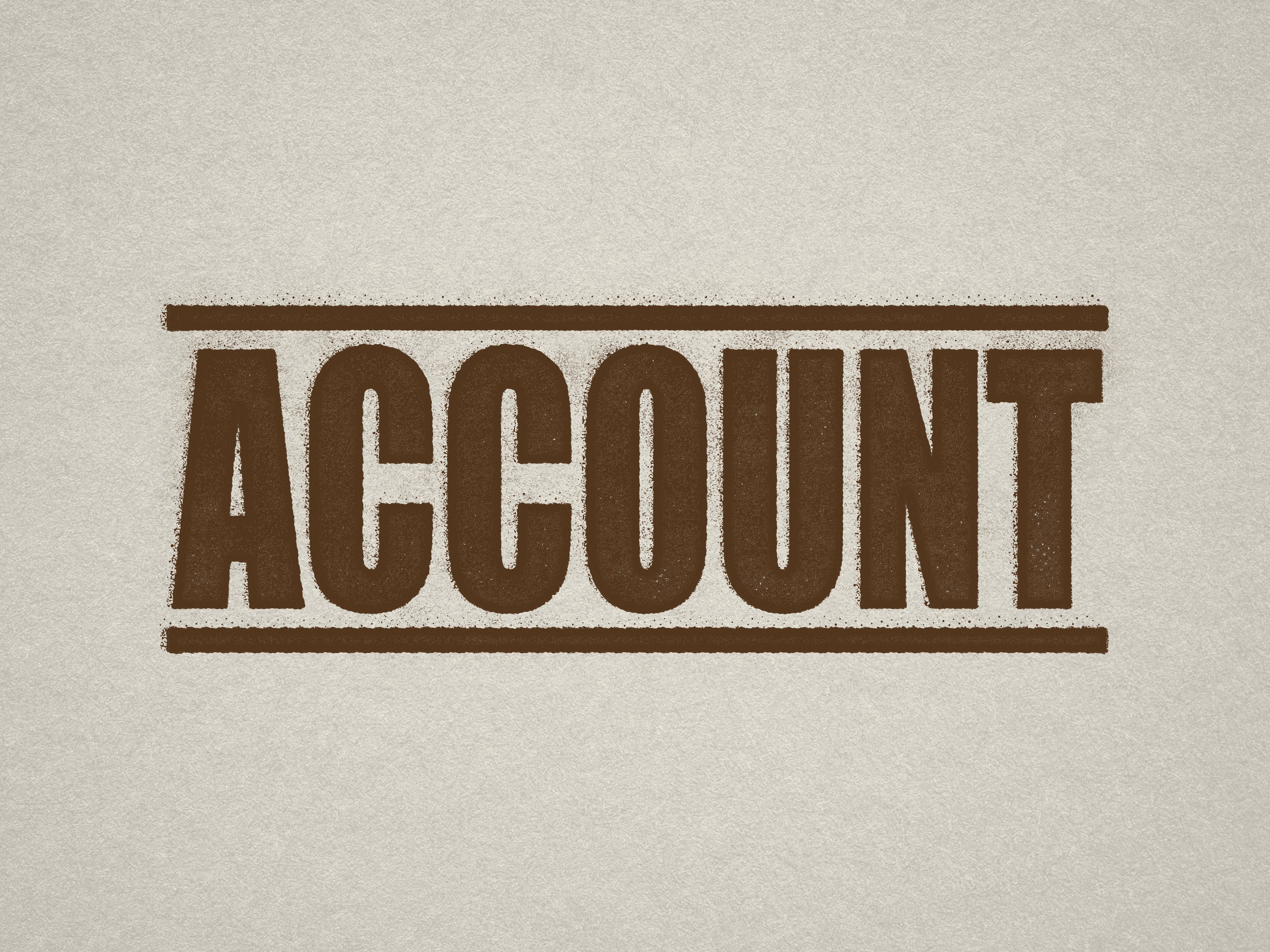 mock up design of 'Account' rubber stamp brown ink in paper background stampers hand stamp office business inventory documents self inking prefill refillable stamps stamping