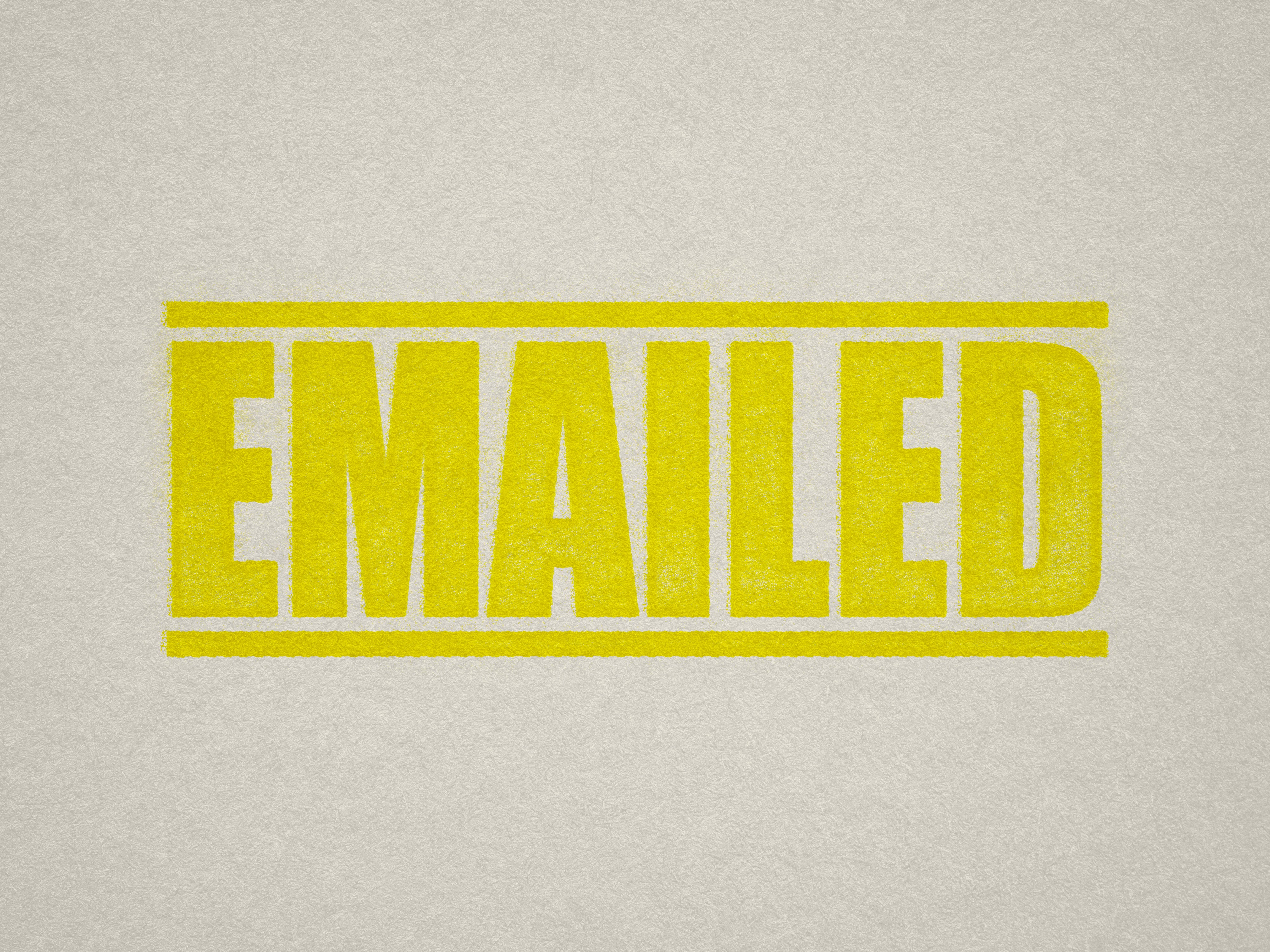 Mock up design of 'EMAILED' rubber stamp yellow ink in paper background stampers hand stamp office business inventory documents