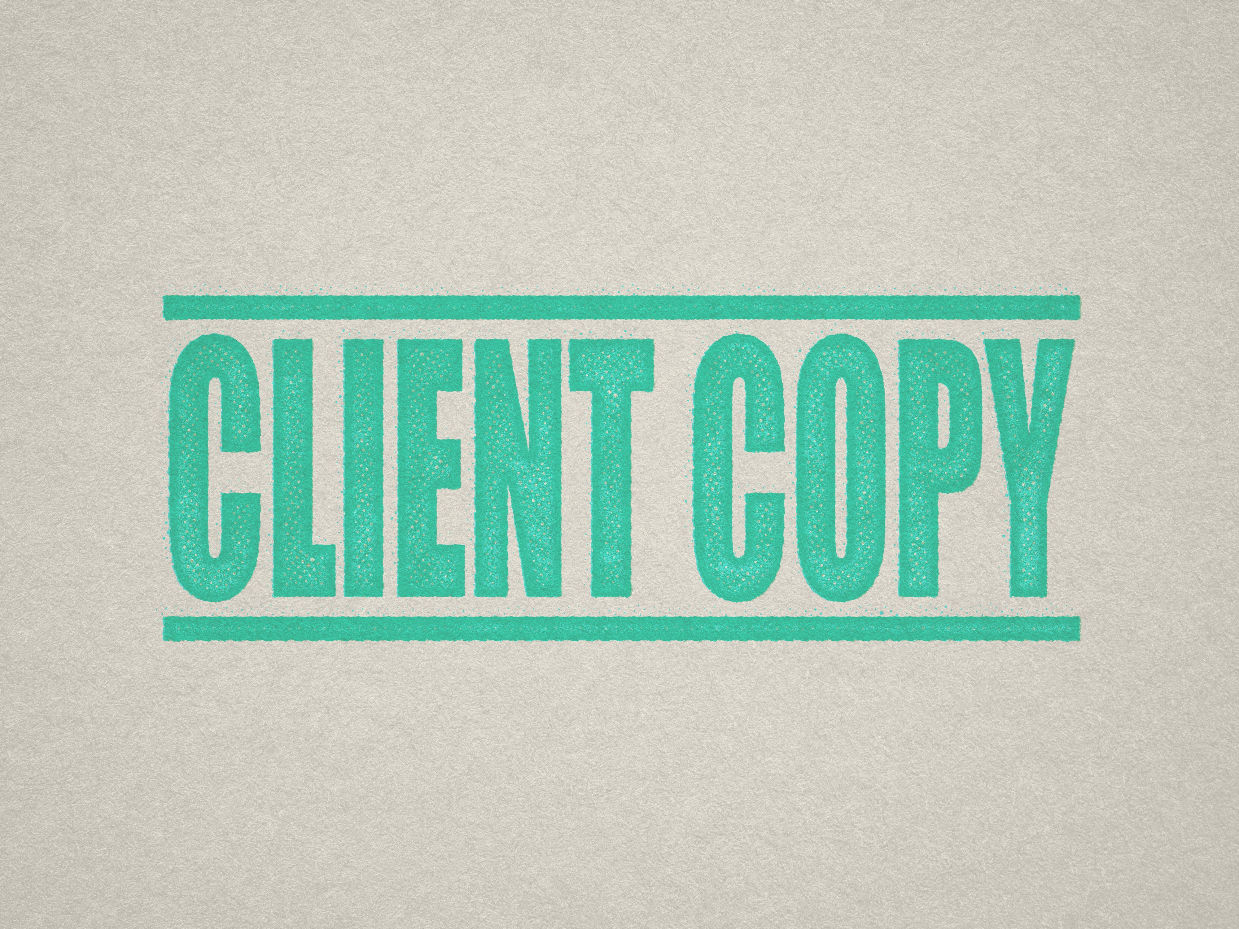 Mock up design or lifestyle image of 'CLIENT COPY' rubber stamp mint ink in paper background stampers hand stamp office business inventory documents self inking prefill refillable stamps stamping