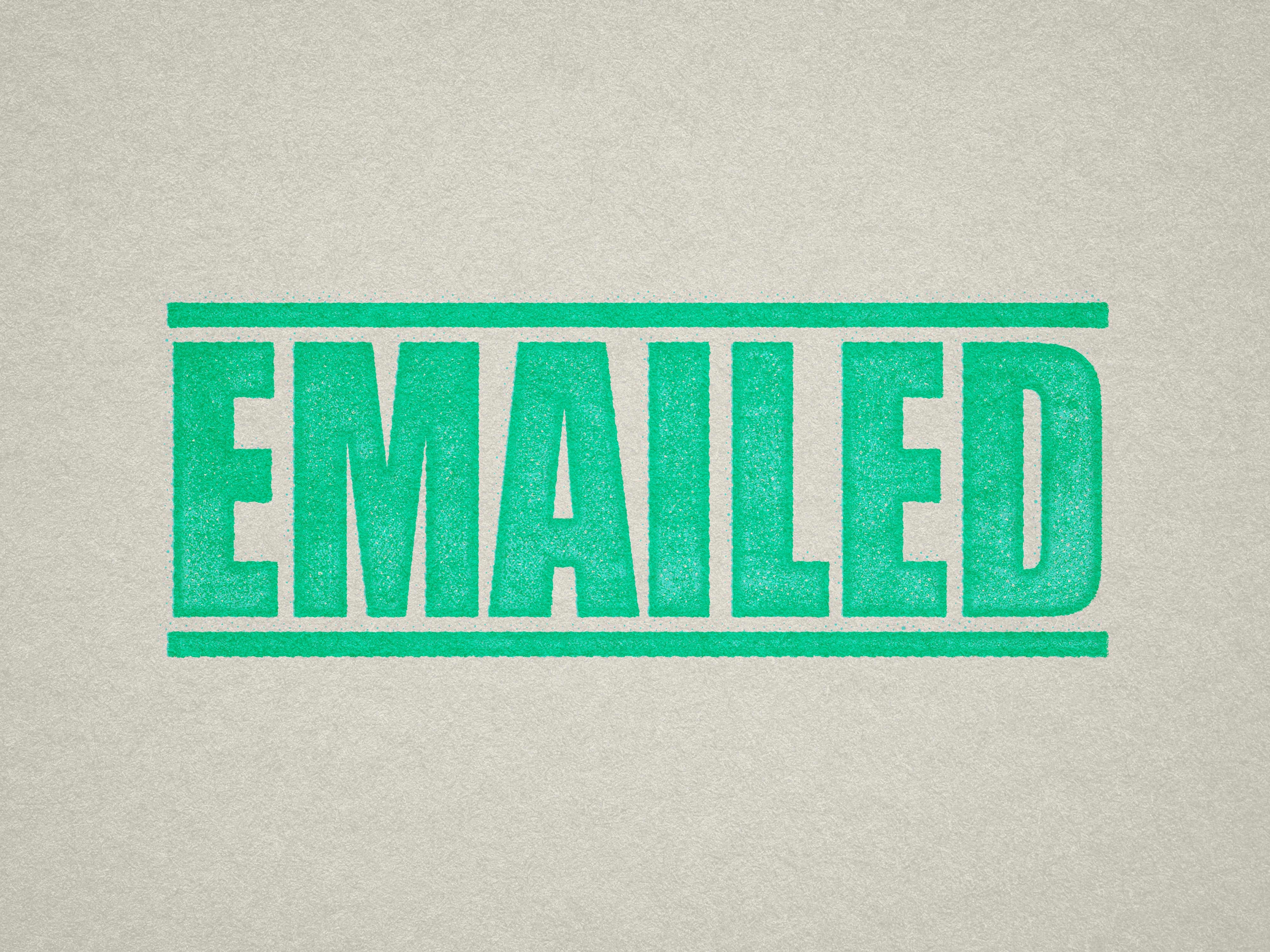 Mock up design of 'EMAILED' rubber stamp mint green ink in paper background stampers hand stamp office business inventory documents