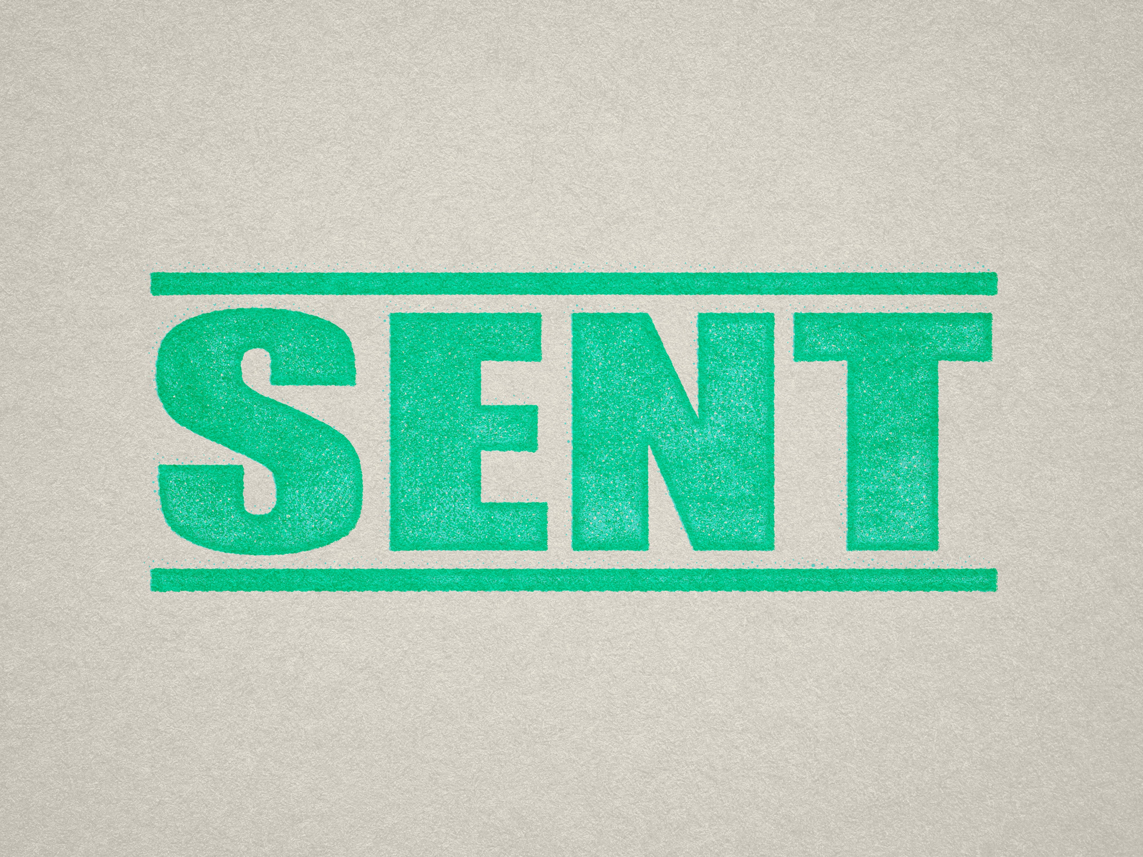 mock up design of 'Sent' rubber stamp mint ink in paper background stampers hand stamp office business inventory documents self inking prefill refillable stamps stamping