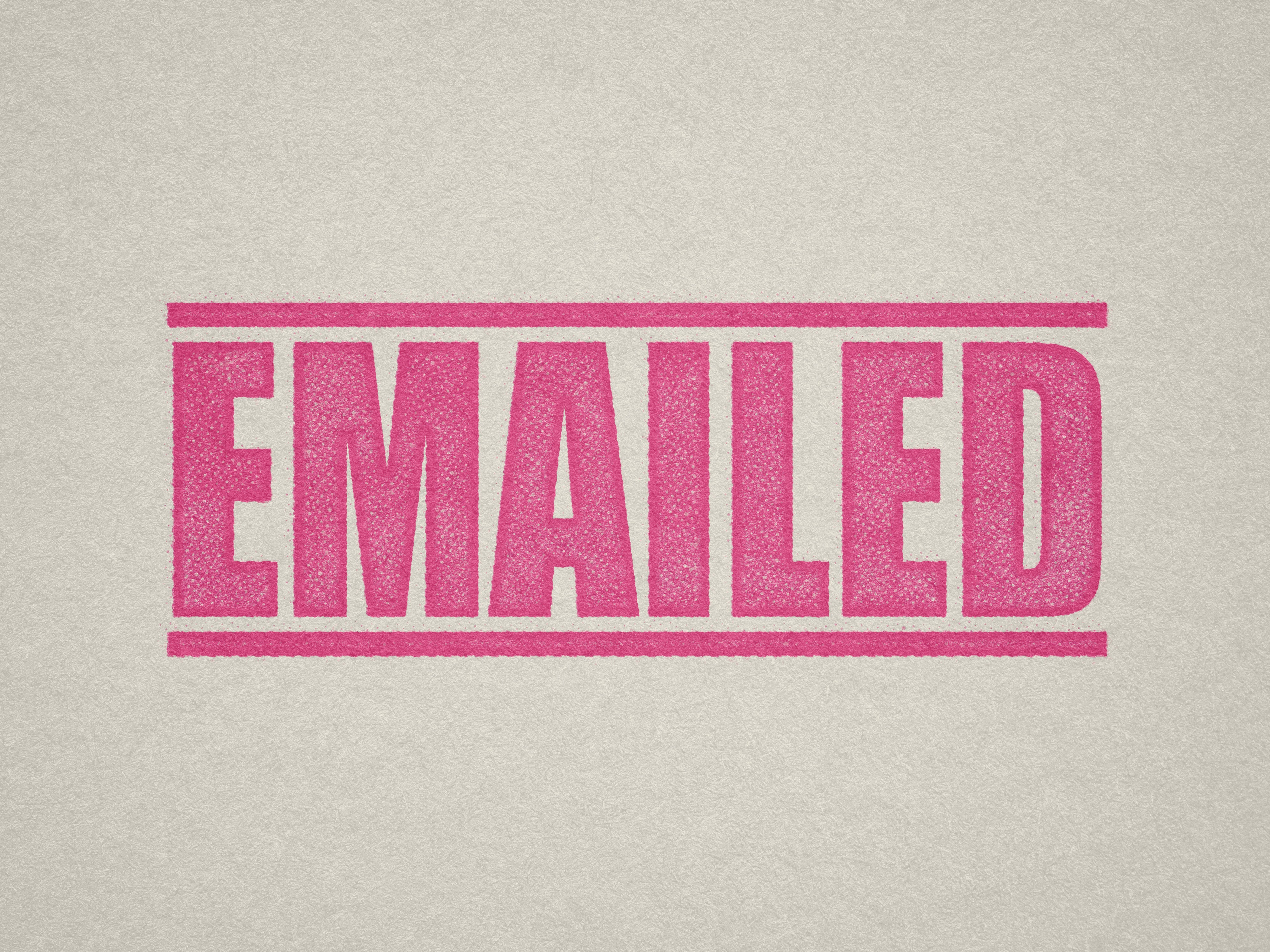 Mock up design of 'EMAILED' rubber stamp pink ink in paper background stampers hand stamp office business inventory documents