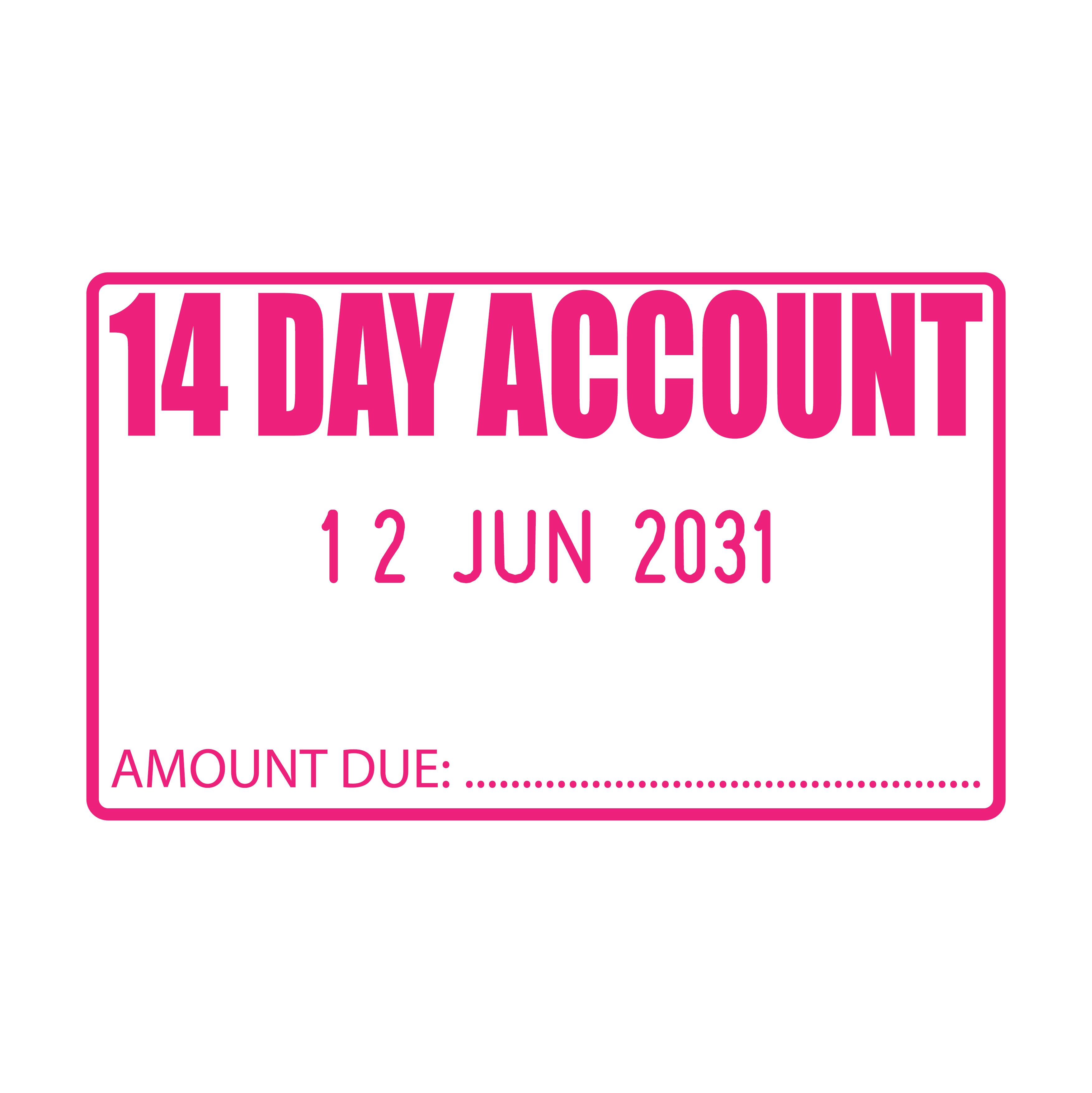 pink 14 day account date stamp