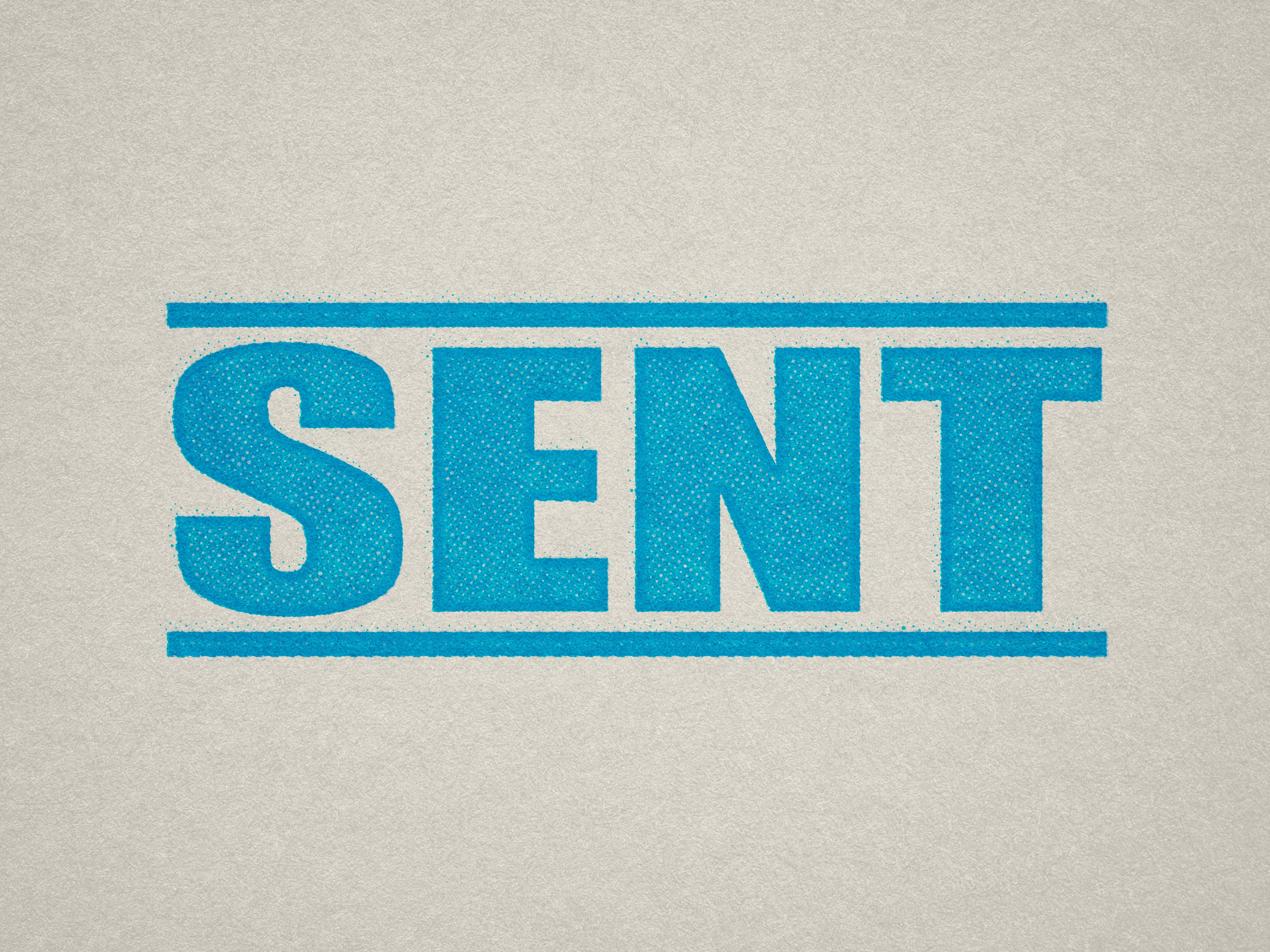 mock up design of 'Sent' rubber stamp turquoise ink in paper background stampers hand stamp office business inventory documents self inking prefill refillable stamps stamping