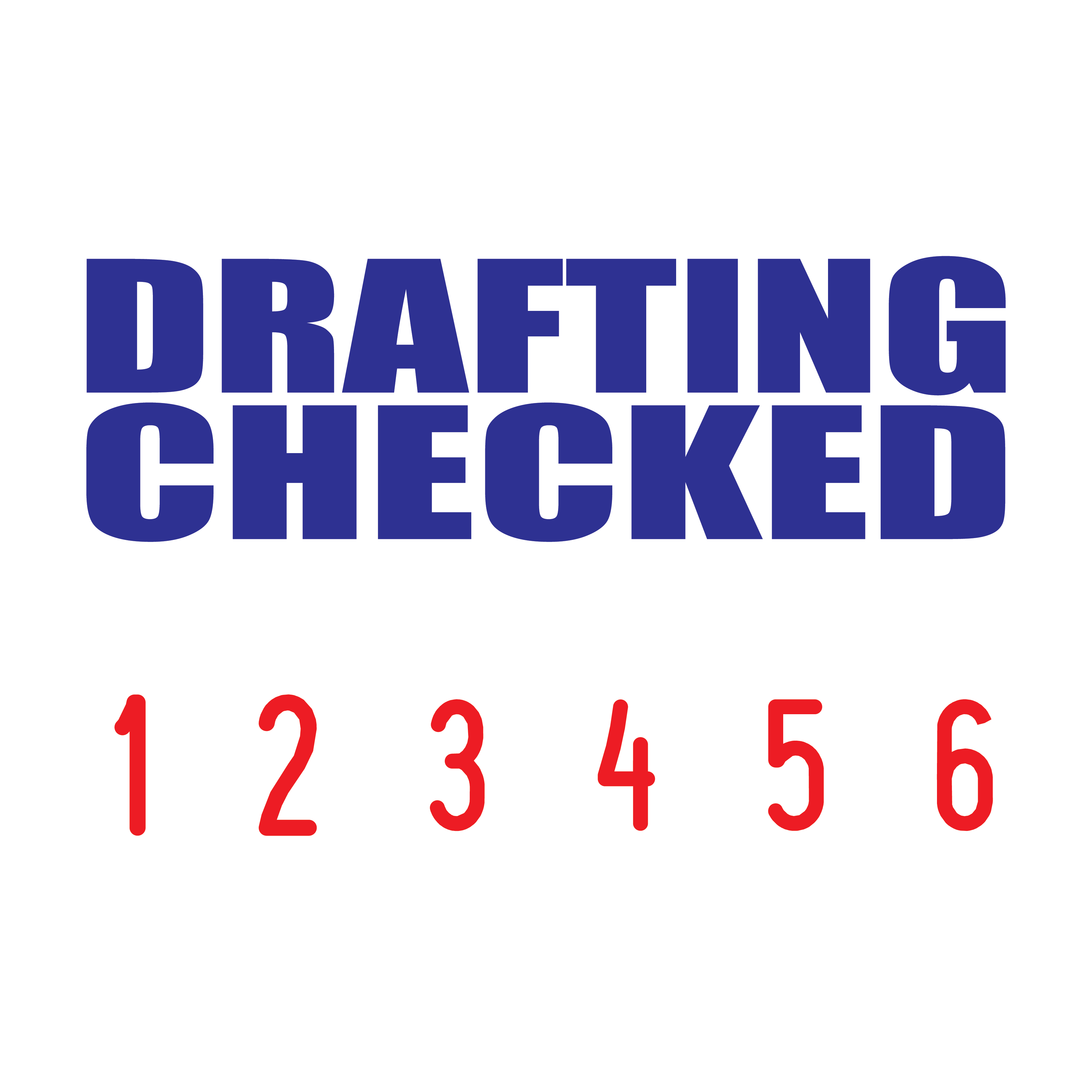 Red-Blue 2 colour 50-5016-drafting-checked-mini-number-stamp