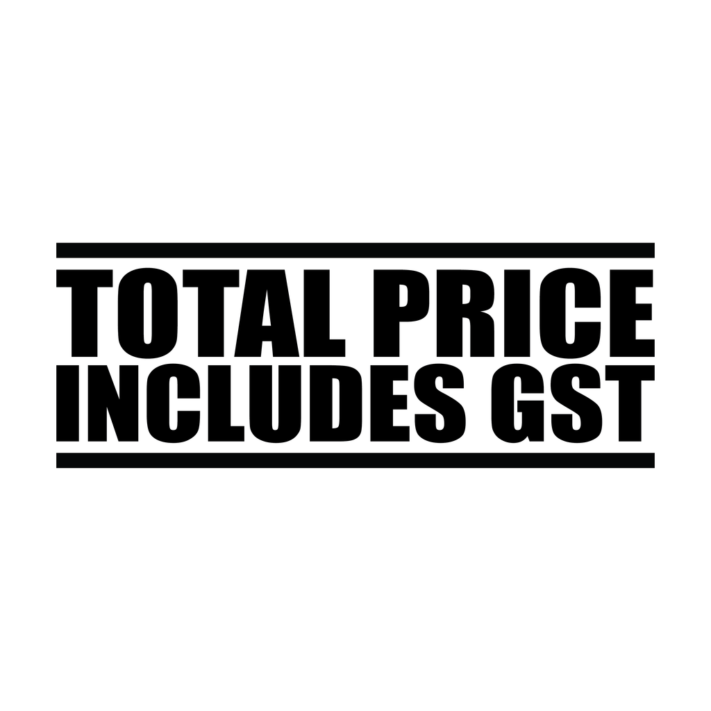 Black Total Price Includes GST Stamp
