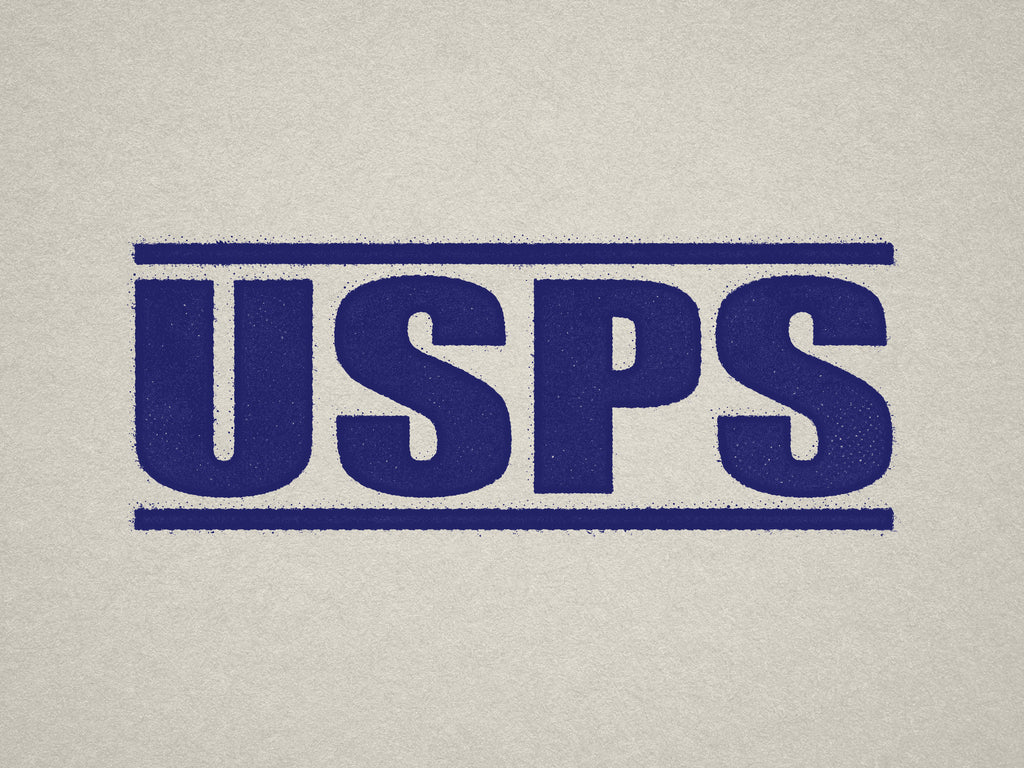 Blue United States Postal Service Label