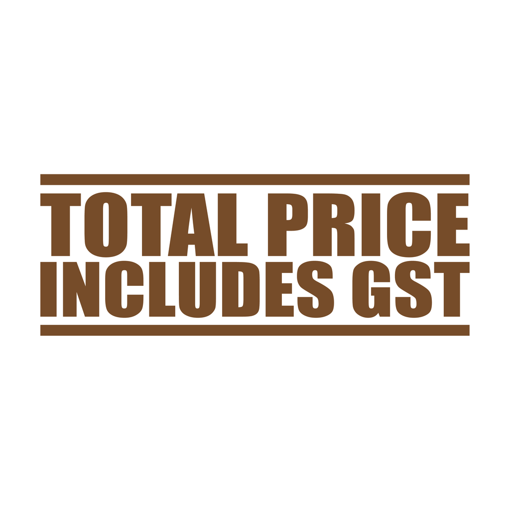 Brown Total Price Includes GST Stamp