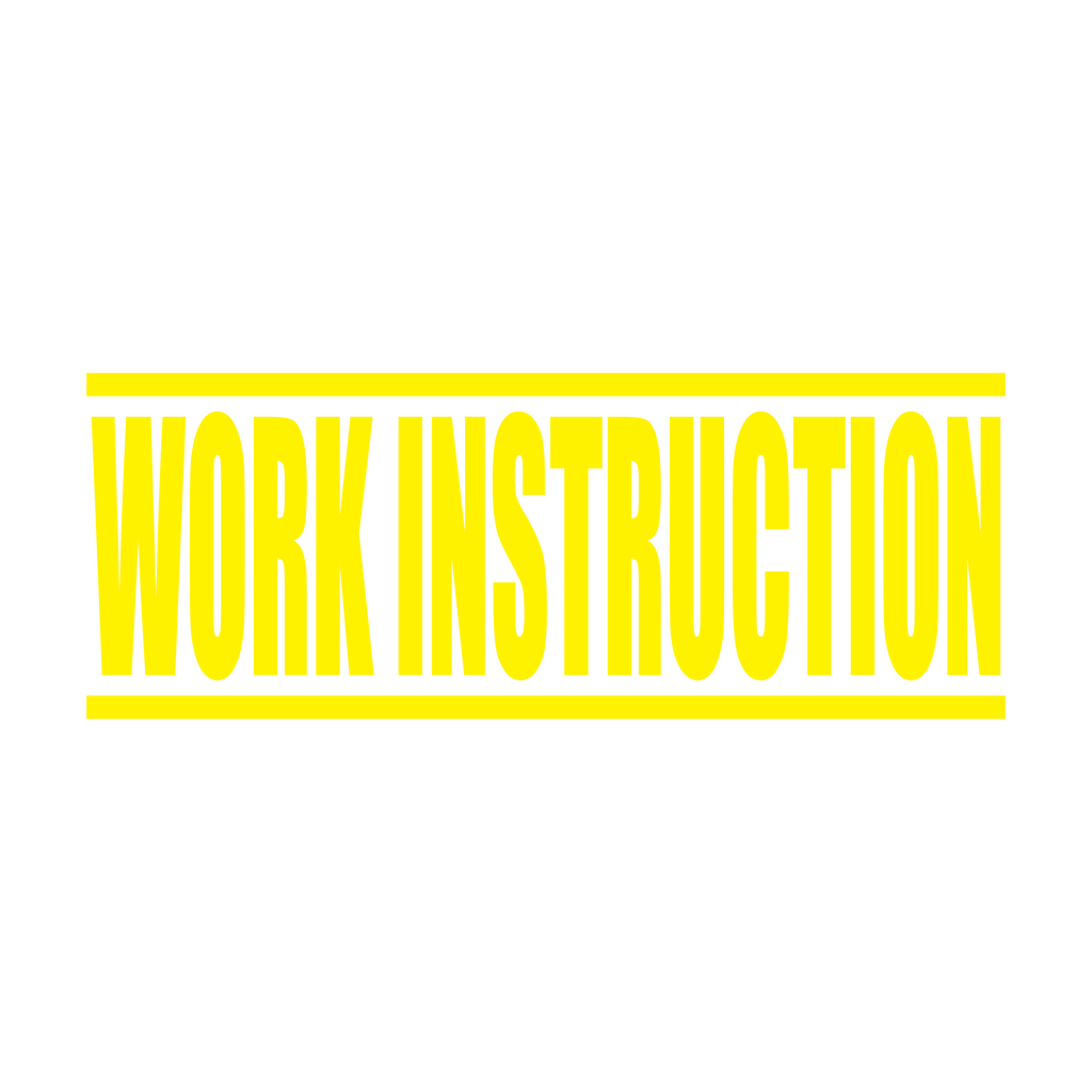 Yellow Work Instruction Rubber Stamp