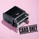 mock up design or lifestyle image of 'Card Only' rubber stamp black ink in paper background stampers hand stamp office business inventory documents
