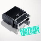 mock up design or lifestyle image of 'Certified True Copy' rubber stamp mint ink in paper background stampers hand stamp office business inventory documents self inking prefill refillable stamps stamping 
