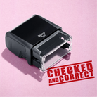 Pre-deigned Checked and Correct rubber stamp Red ink 