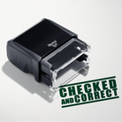 Stamp with green text 'Checked and Correct' design.