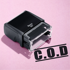 mock up design or lifestyle image of COD rubber stamp black ink in paper background stampers hand stamp office business inventory documents
