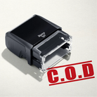 mock up design or lifestyle image of COD rubber stamp red ink in paper background stampers hand stamp office business inventory documents
