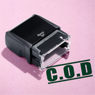 mock up design or lifestyle image of COD rubber stamp green ink in paper background stampers hand stamp office business inventory documents
