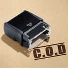 mock up design or lifestyle image of COD rubber stamp brown ink in paper background stampers hand stamp office business inventory documents
