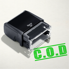 mock up design or lifestyle image of COD rubber stamp mint apple gree in paper background stampers hand stamp office business inventory documents
