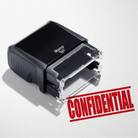 mock up design or lifestyle image of 'Confidential' rubber stamp red ink in paper background stampers hand stamp office business inventory documents self inking prefill refillable stamps stamping 
