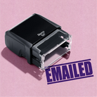 Mock-design of 'EMAILED' rubber stamp violet ink in paper background
stampers hand stamp office business inventory documents 