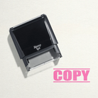 "Mock up design or lifestyle image of 'COPY' rubber stamp pink ink in paper background stampers hand stamp office business inventory documents pink
"