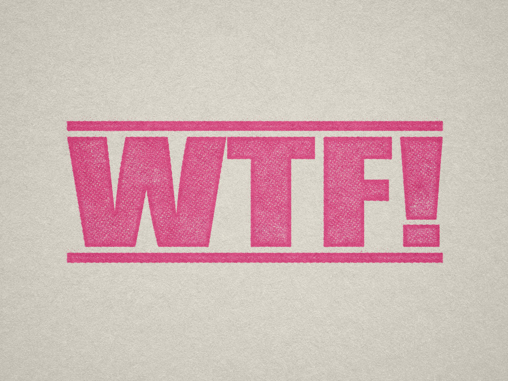 Pink-hued WTF phrase stamp