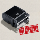 mock up design or lifestyle image of 'Not Approved' rubber stamp red ink in paper background stampers hand stamp office business inventory documents self inking prefill refillable stamps stamping 
