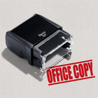 mock up design or lifestyle image of 'Office Copy' rubber stamp red ink in paper background stampers hand stamp office business inventory documents self inking prefill refillable stamps stamping 
