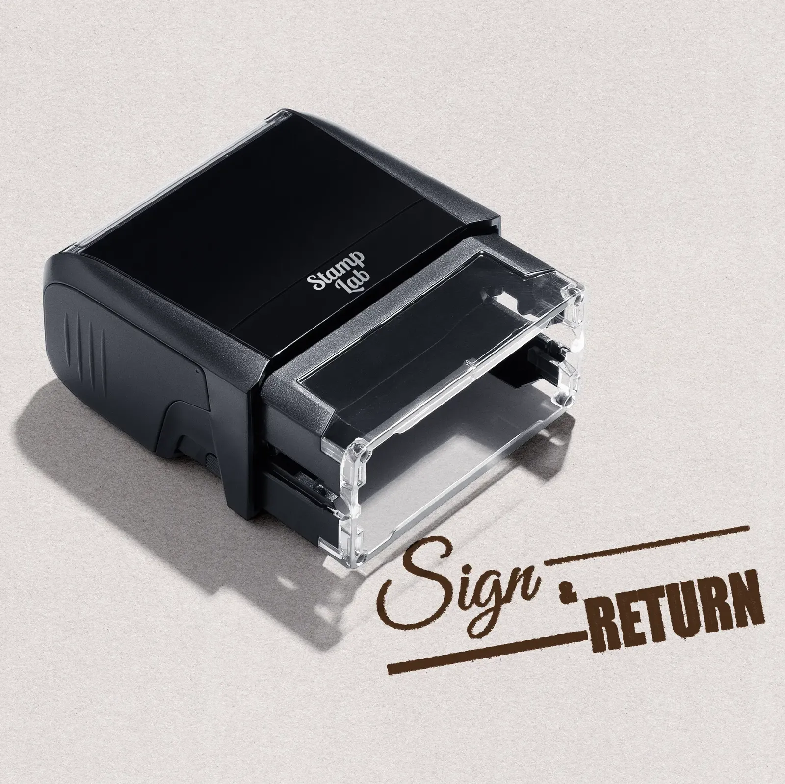 Self-inking Sign and Return stamp Brown ink