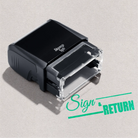self-inking rubber stamp ready made design - Sign and Return - Mint ink 