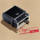 pre-designed Sign and Return hand stamp pink ink 