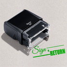 Sign and Return stamp Apple Green ink 