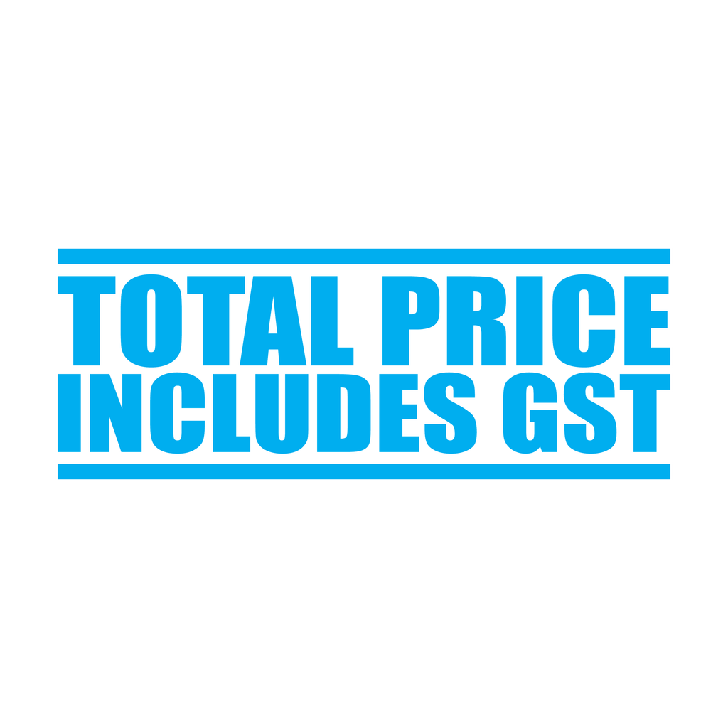 Turquoise Total Price Includes GST Stamp
