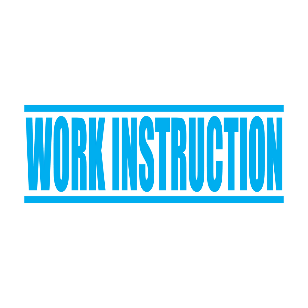 Turquoise Work Instruction Rubber Stamp