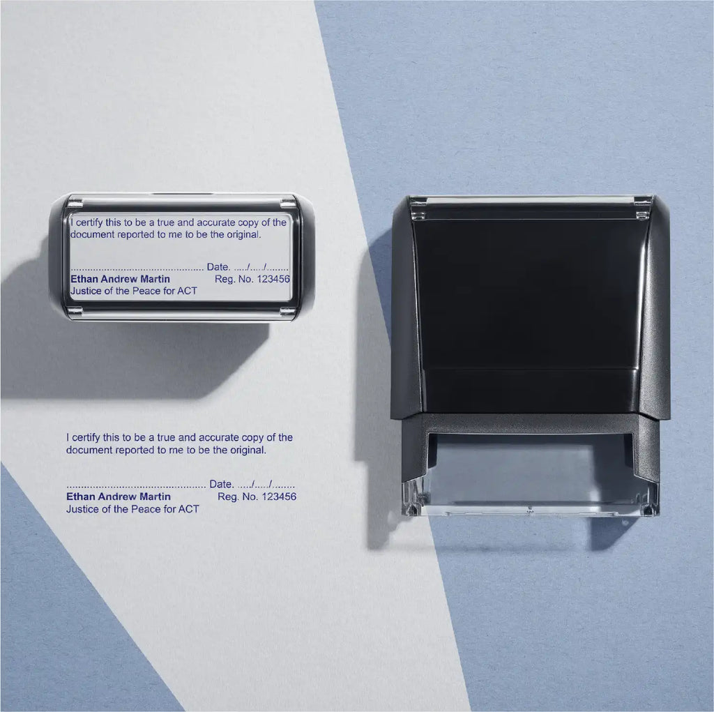 Custom ACT JP Rubber Stamp Blue