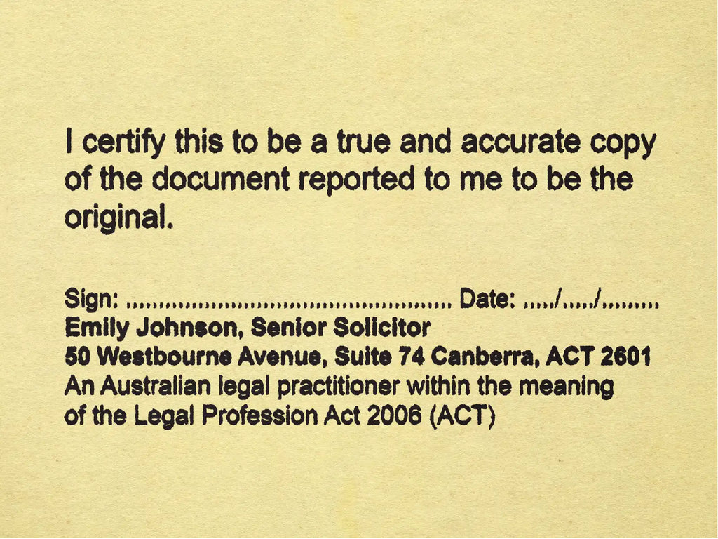 ACT Legal Practitioner True copy Rubber stamp Black ink