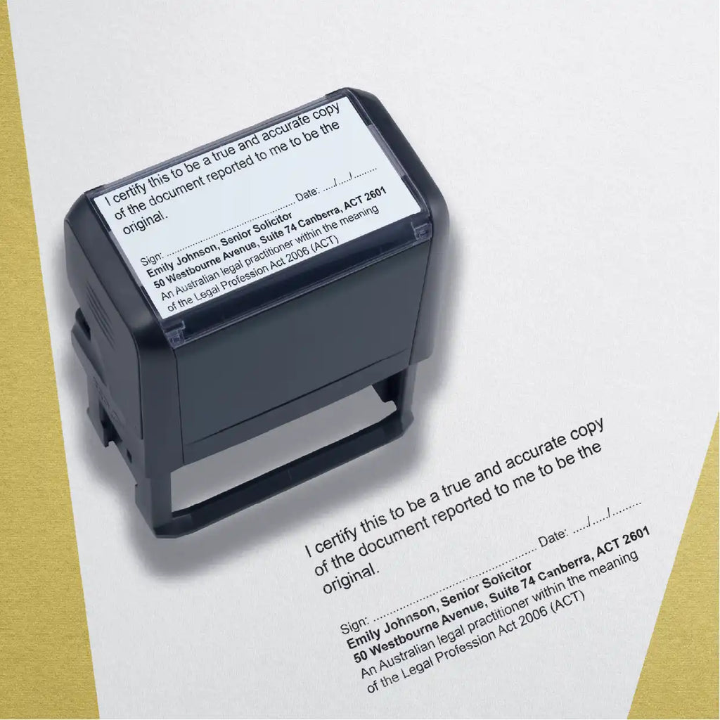 Stamp mockup True copy text for ACT legal practitioners