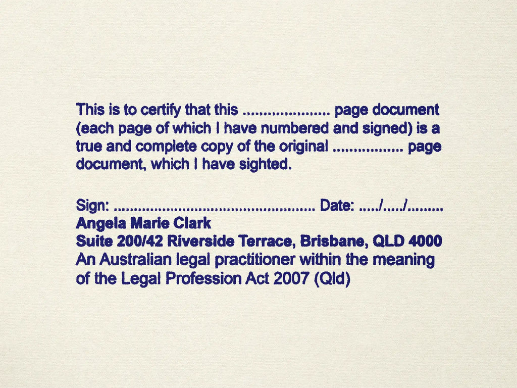 Legal practitioner rubber stamp mock impression blue ink