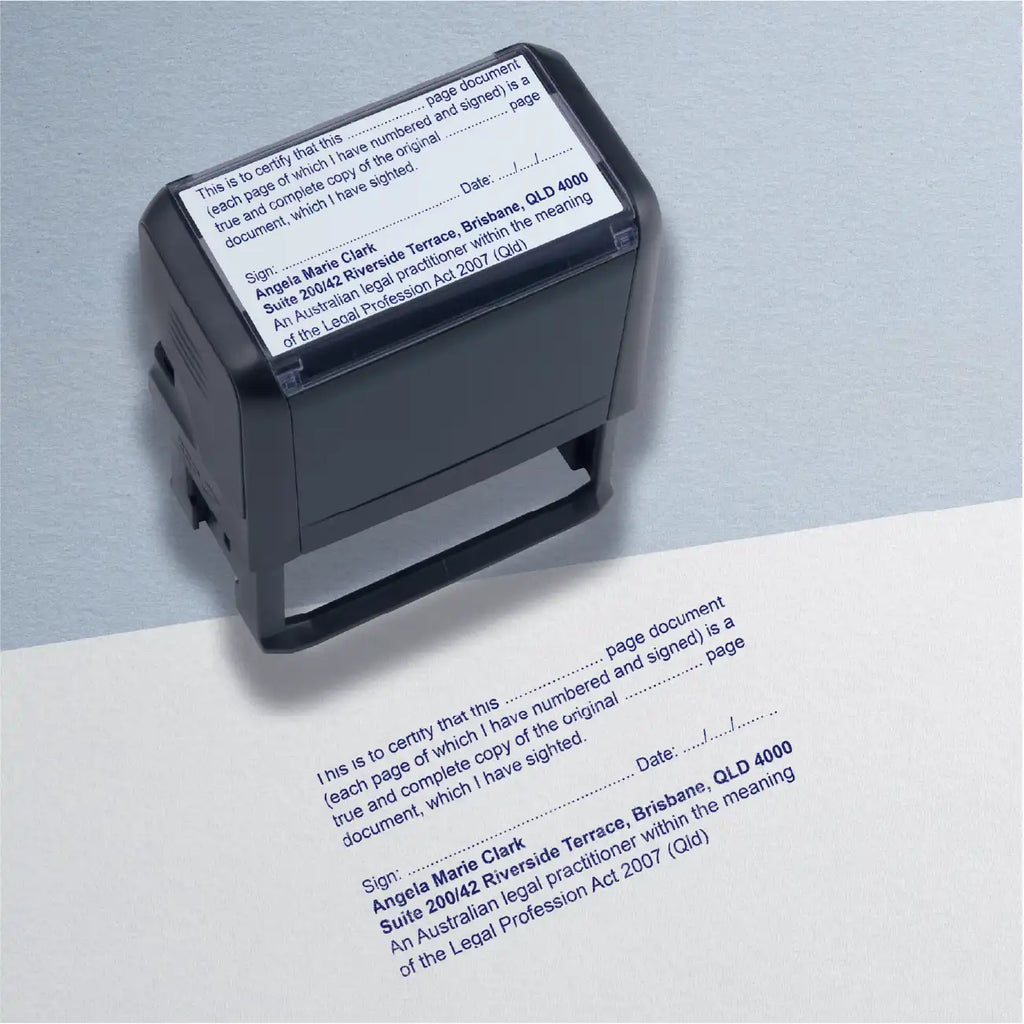 use-case mockup QLD lawyer stamp Blue ink