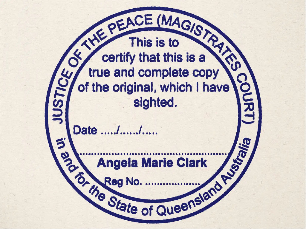 Personalised True copy stamps QLD round
