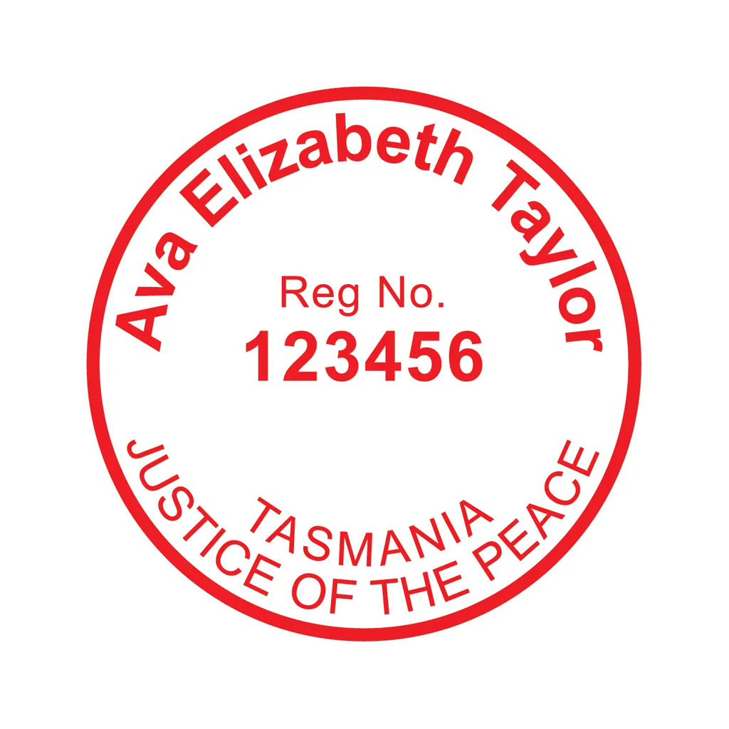 Order Online Custom Tasmanian Justice of the peaces self inking rubber stamps red ink