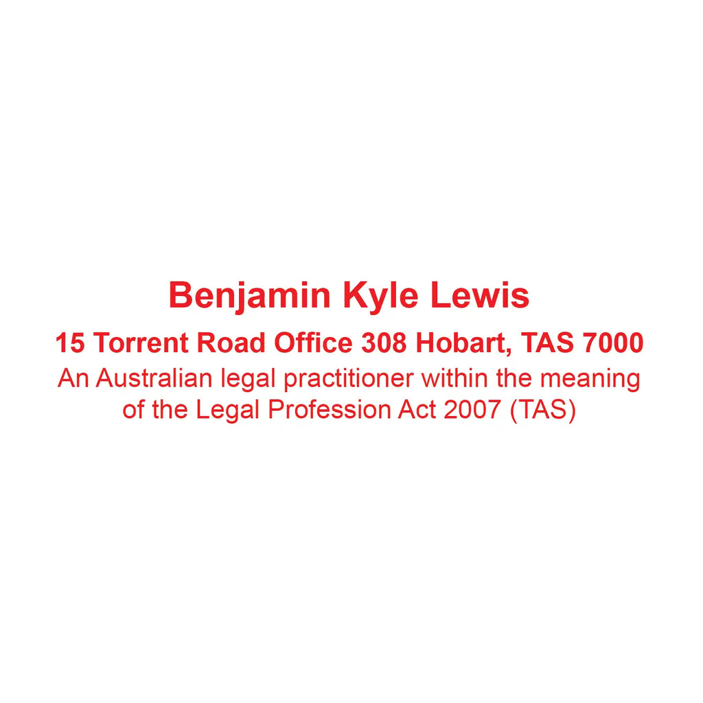 order Australian Legal practitioner Tasmania rubber stamp 