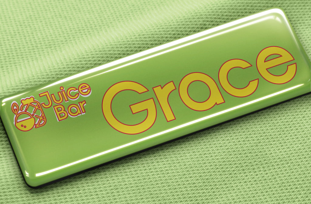 Grace Custom domed employee name badge tag logo mockup